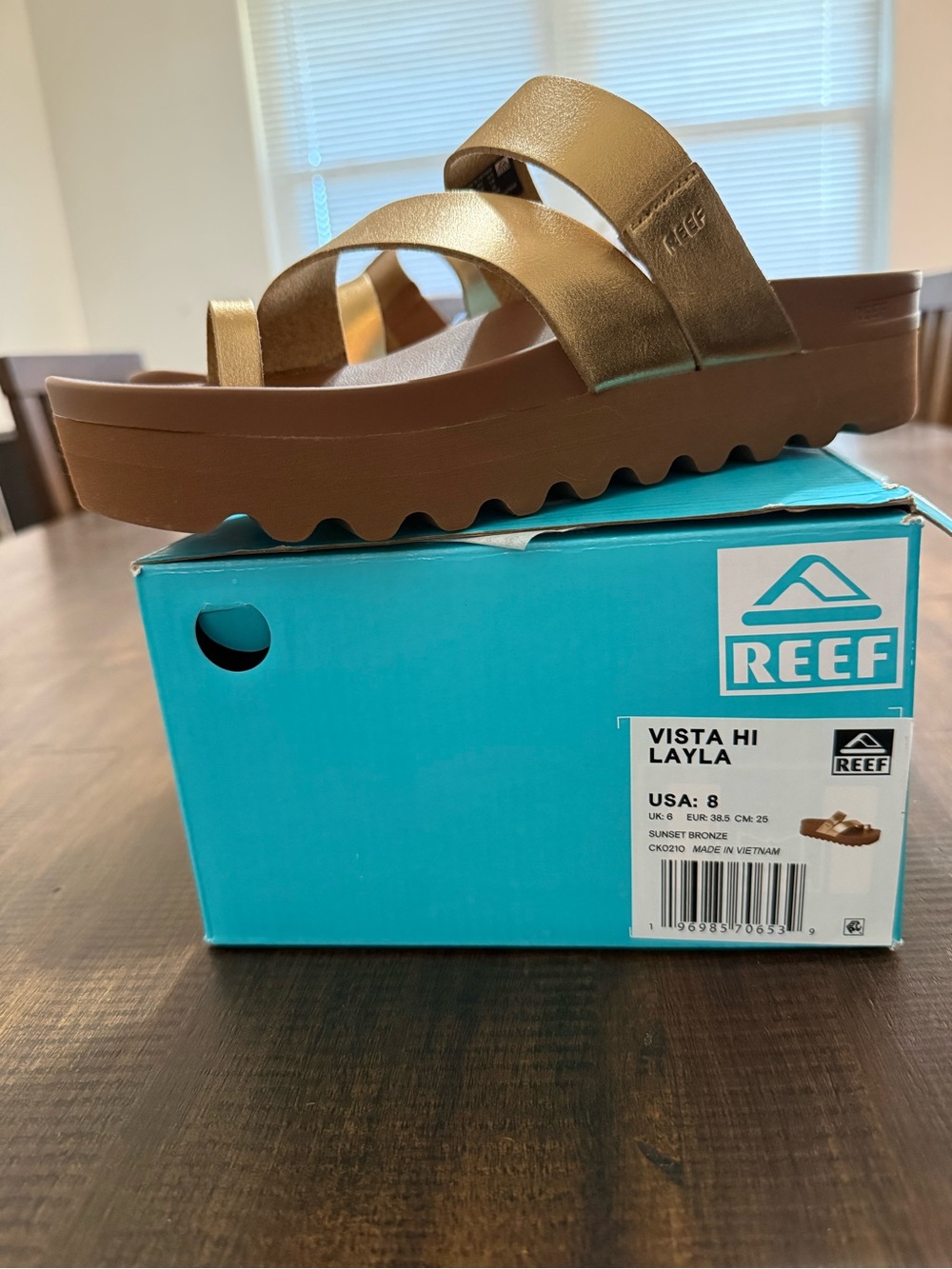 Reef Vista Hi Layla Sandal in Metallic Bronze and Brown